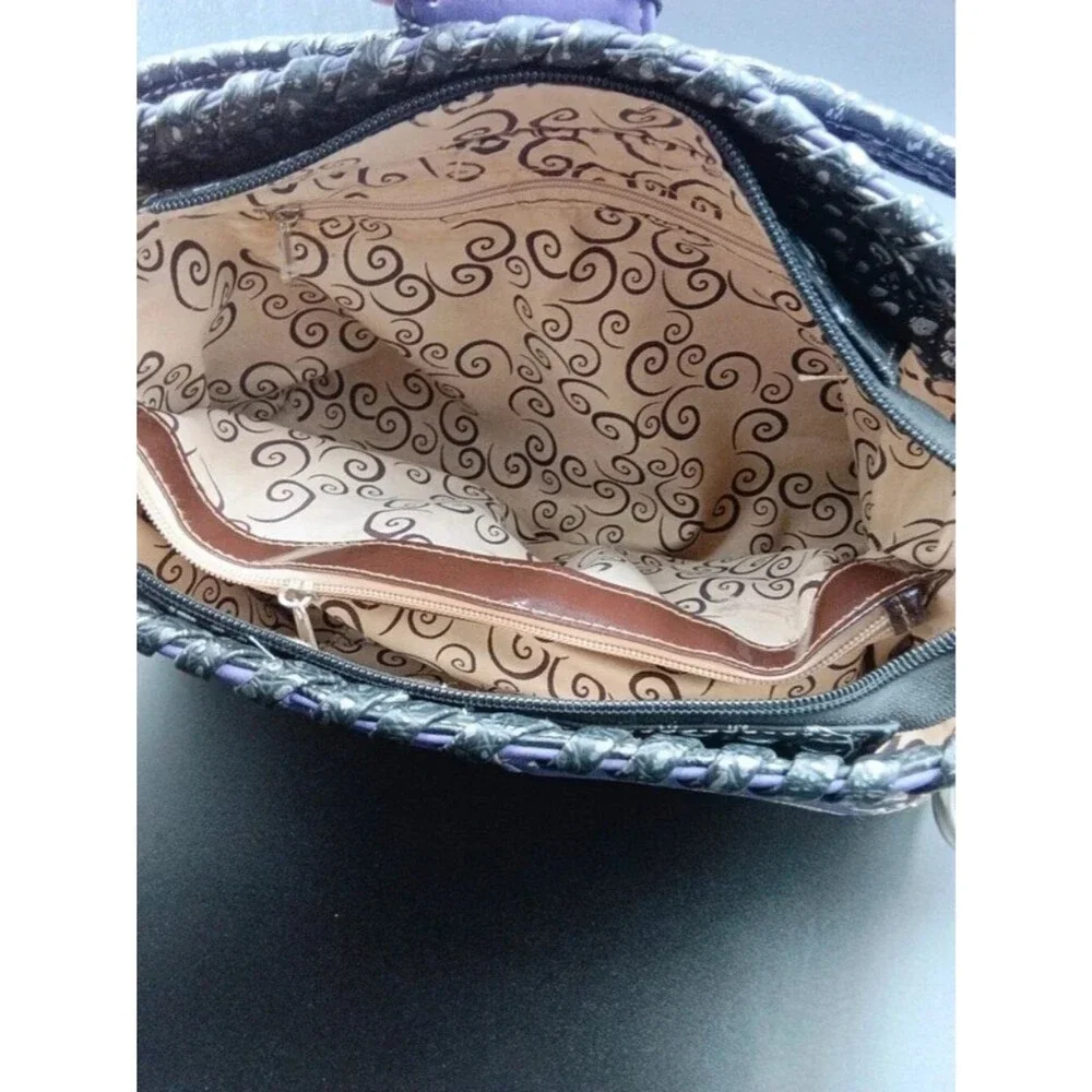 Western Purple Embroidered Paisley Concealed Carry Shoulder Bag